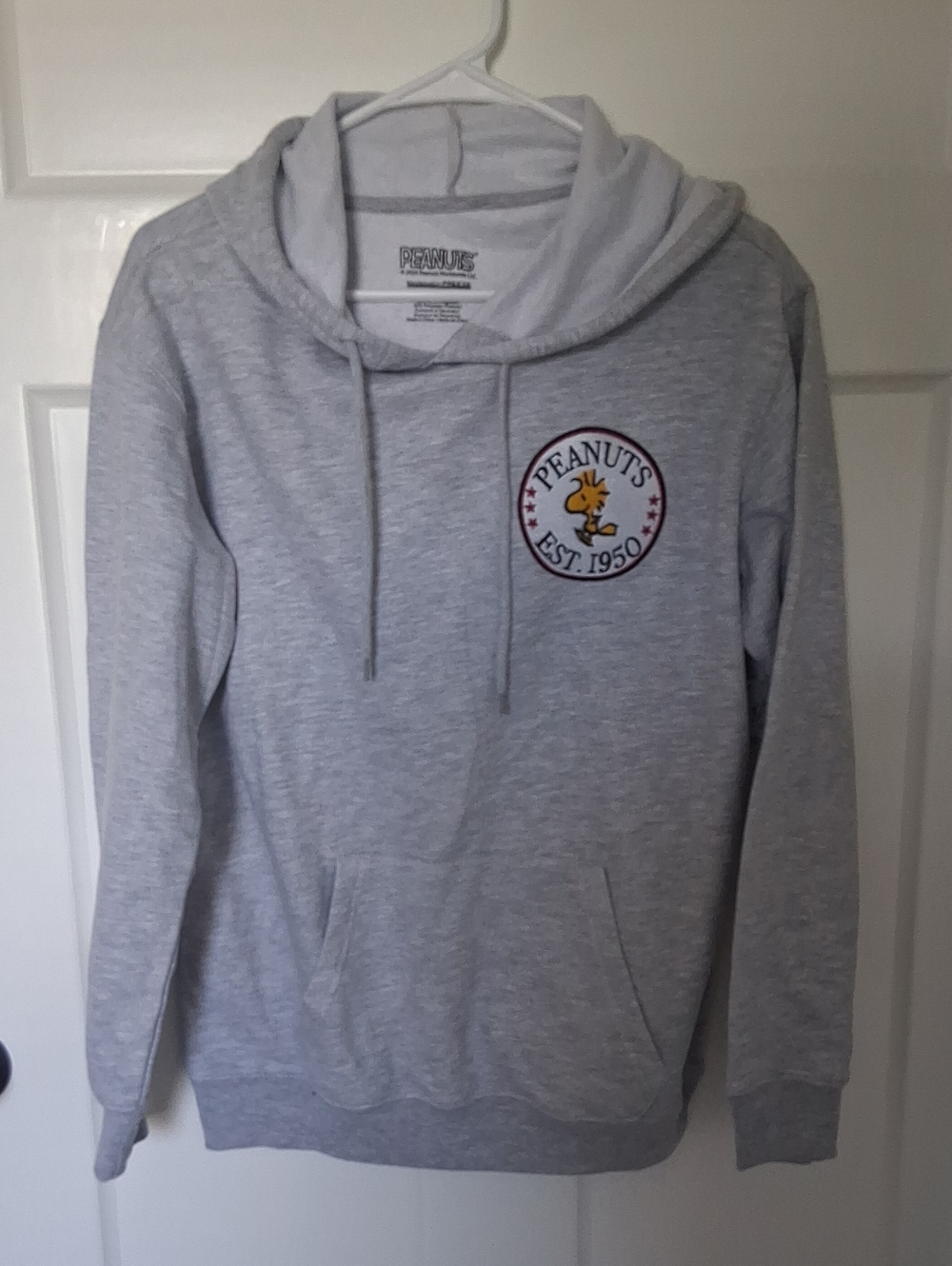 Peanuts Light Gray Juniors Womens' M (8-10) Hoodie with Woodstock Patch